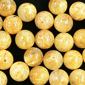 ゴールドルチル ビーズ(10mm・1粒) 金針密度高