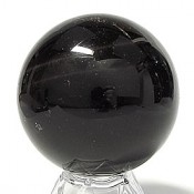 モリオン(黒水晶) 丸玉 台座付き
